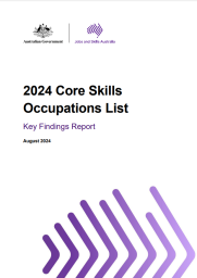 White cover with text - 2024 Core Skills Occupations List Key Findings Report